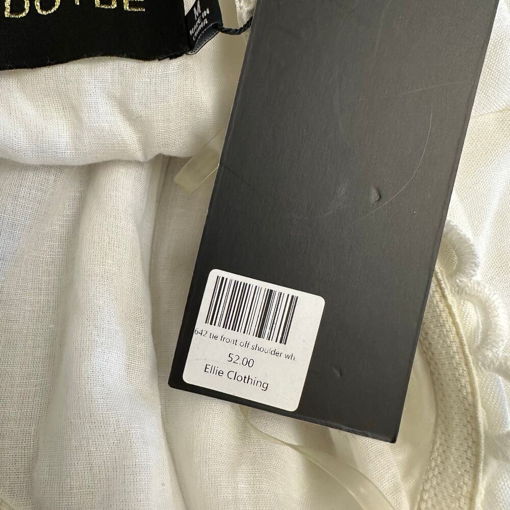 DO+BE White Strapless Sweetheart Mini‎ Dress Medium NWT Tie Front Scallop Trim - Picture 8 of 11